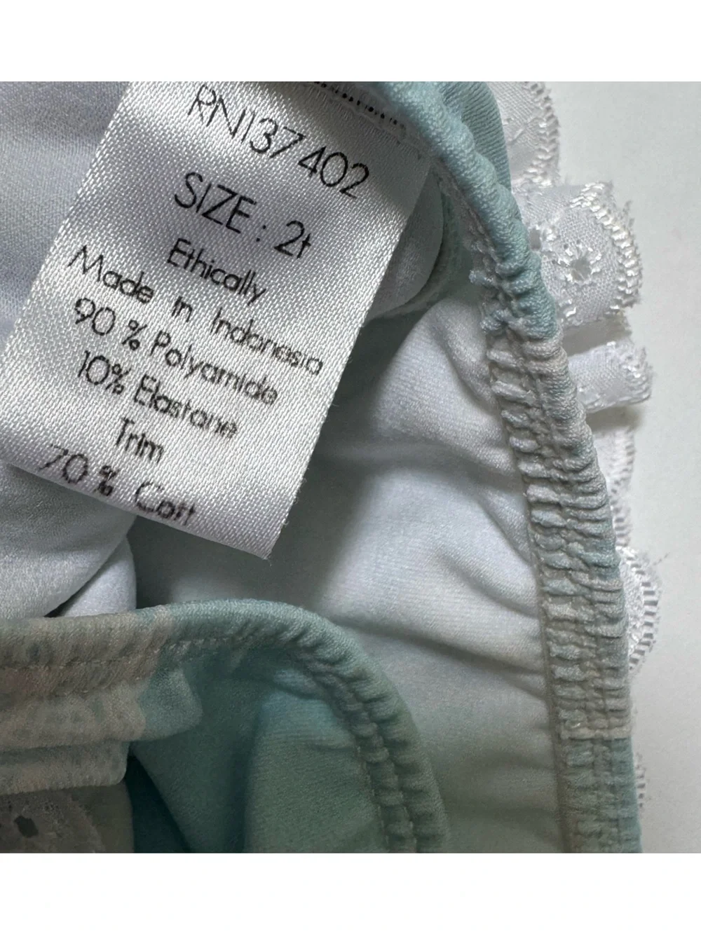 Well Dressed Wolf 2T Bikini Set Robin Egg Blue & Antique White Trim & Ties Girls